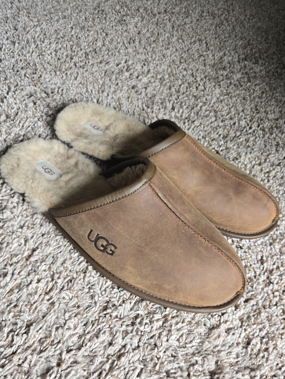 UGG Men's Brown Shearling-Lined Slippers - Picture 2 of 9